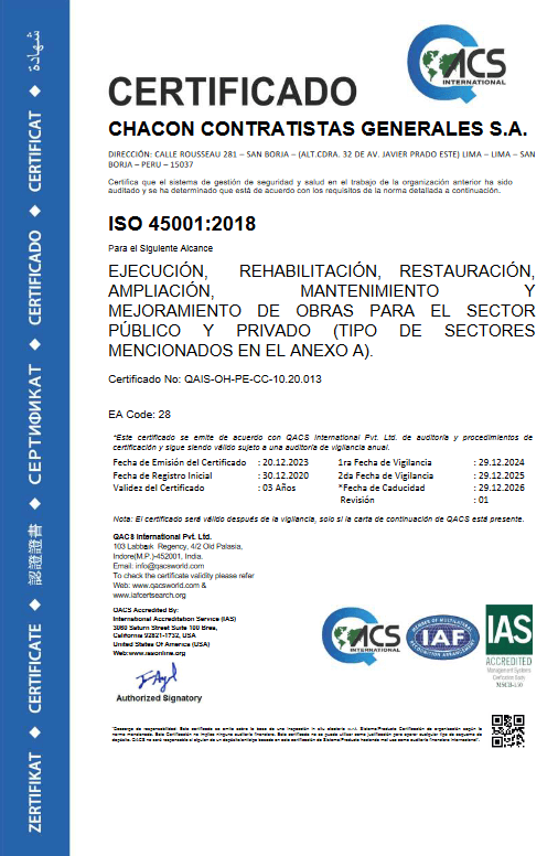 ISO 45001 Chacongesa