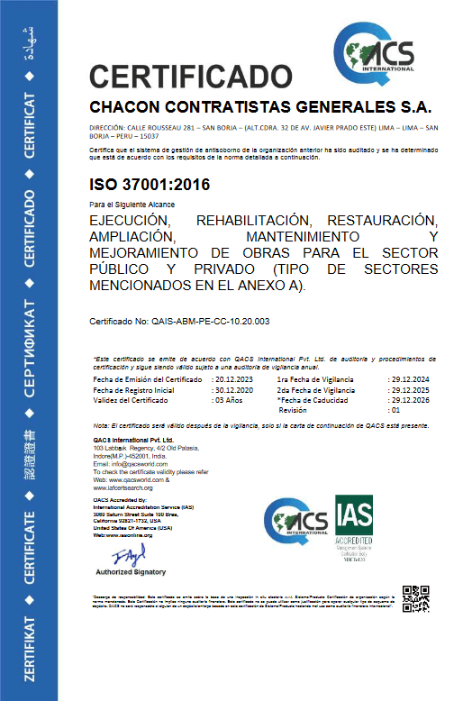 ISO 37001 Chacongesa